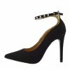 Kickfootwear WOMENS Pearl Ankle Strap Point Court Shoes - Black