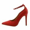 Kickfootwear WOMENS Pearl Ankle Strap Point Court Shoes - Red