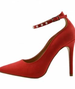 Kickfootwear WOMENS Pearl Ankle Strap Point Court Shoes - Red