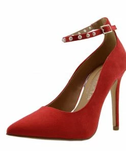 Kickfootwear WOMENS Pearl Ankle Strap Point Court Shoes - Red
