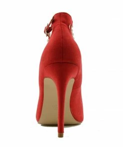 Kickfootwear WOMENS Pearl Ankle Strap Point Court Shoes - Red