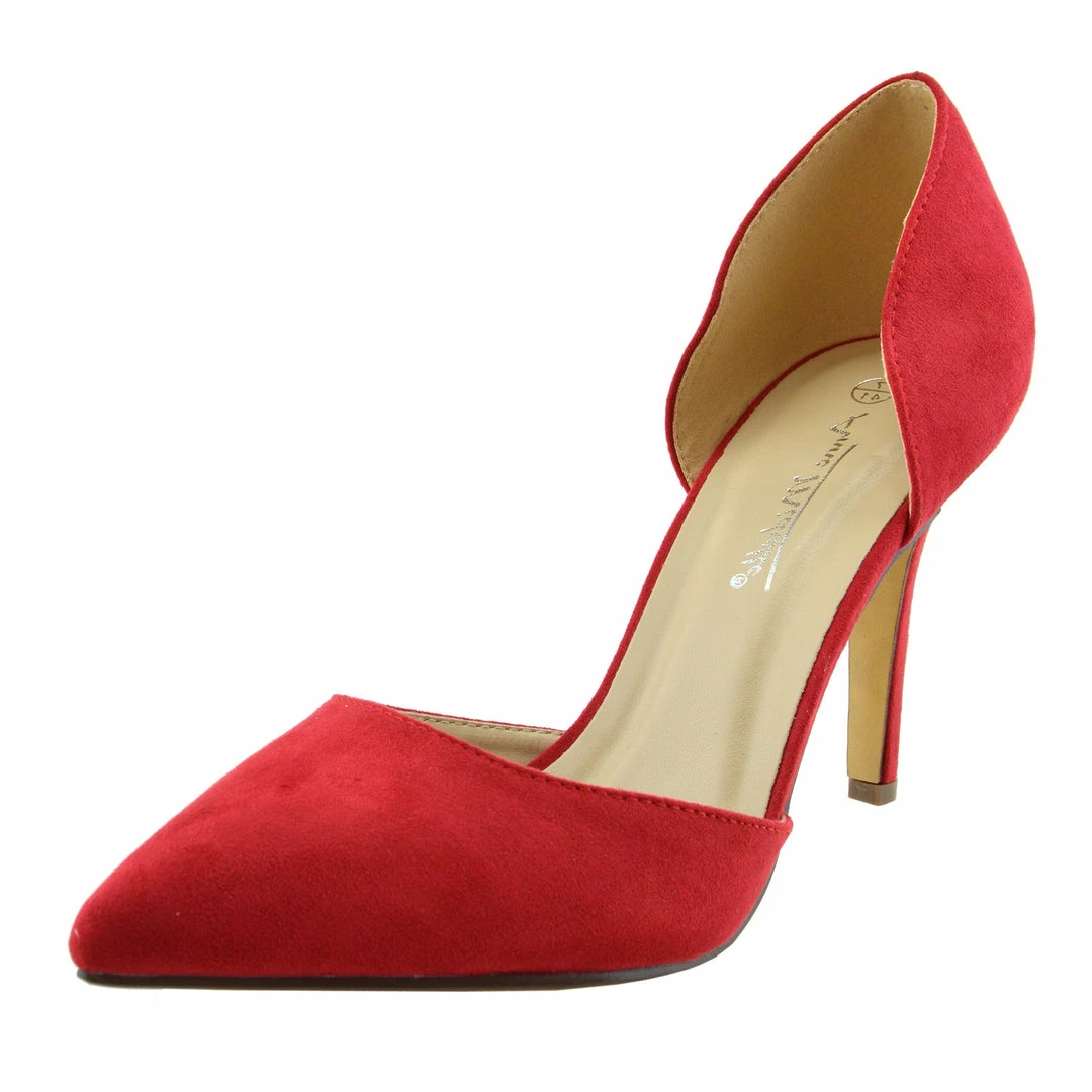 Kickfootwear WOMENS Mila Pointed Toe Stiletto Court Shoes - Red 3 Kickfootwear WOMENS Mila Pointed Toe Stiletto Court Shoes - Red