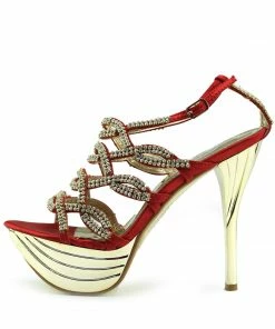 Kickfootwear Womens Charmaine Clear Perspex High Heels Fashion Platform Pole Dancing Shoes - Red AB191
