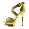 Kickfootwear Womens Charmaine Clear Perspex High Heels Fashion Platform Pole Dancing Shoes - Gold AB836