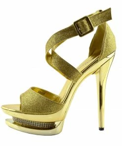 Kickfootwear Womens Charmaine Clear Perspex High Heels Fashion Platform Pole Dancing Shoes - Gold AB836