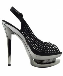 Kickfootwear Womens Charmaine Clear Perspex High Heels Fashion Platform Pole Dancing Shoes - Black AB838