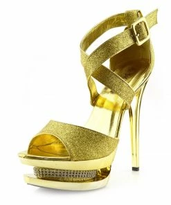 Kickfootwear Womens Charmaine Clear Perspex High Heels Fashion Platform Pole Dancing Shoes - Gold AB836