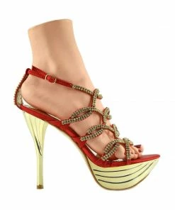 Kickfootwear Womens Charmaine Clear Perspex High Heels Fashion Platform Pole Dancing Shoes - Red AB191