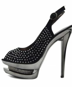 Kickfootwear Womens Charmaine Clear Perspex High Heels Fashion Platform Pole Dancing Shoes - Black AB838