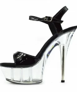Kickfootwear Womens Charmaine Clear Perspex High Heels Fashion Platform Pole Dancing Shoes - Black - 2