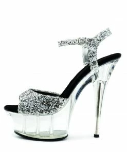 Kickfootwear Womens Charmaine Clear Perspex High Heels Fashion Platform Pole Dancing Shoes - Silver A15483