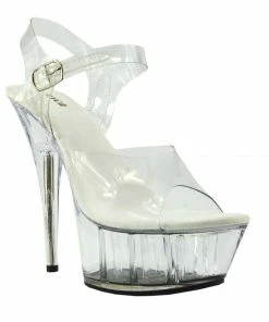 Kickfootwear Womens Charmaine Clear Perspex High Heels Fashion Platform Pole Dancing Shoes - Clear 482