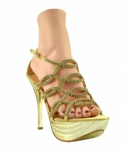 Kickfootwear Womens Charmaine Clear Perspex High Heels Fashion Platform Pole Dancing Shoes - Gold AB191