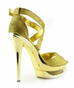 Kickfootwear Womens Charmaine Clear Perspex High Heels Fashion Platform Pole Dancing Shoes - Gold AB836