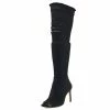 Kickfootwear Jade Stretch Peep Toe Over The Knee Denim Boots - Black Denim WOMENS