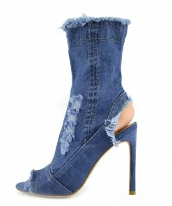 Kickfootwear Jade Stretch Sock Ankle Denim Boots - Light Blue Denim