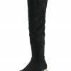 Kickfootwear Olivia Over The Knee Flat Gold Trim Zip Boots - Black WOMENS
