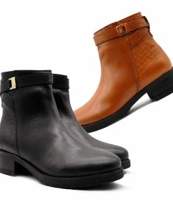 Kickfootwear WOMENS York Leather Chelsea Black Buckle Boots - 1006 13 Kickfootwear WOMENS York Leather Chelsea Black Buckle Boots - 1006