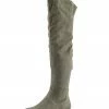 Kickfootwear Olivia Over The Knee Flat Gold Trim Zip Boots - Grey WOMENS