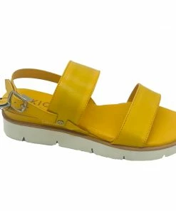 KICK FOOTWEAR Leather Chunky Wide Strap Sandals - Black - Yellow 22 KICK FOOTWEAR Leather Chunky Wide Strap Sandals - Black - Yellow