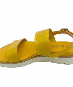 KICK FOOTWEAR Leather Chunky Wide Strap Sandals - Black - Yellow 23 KICK FOOTWEAR Leather Chunky Wide Strap Sandals - Black - Yellow