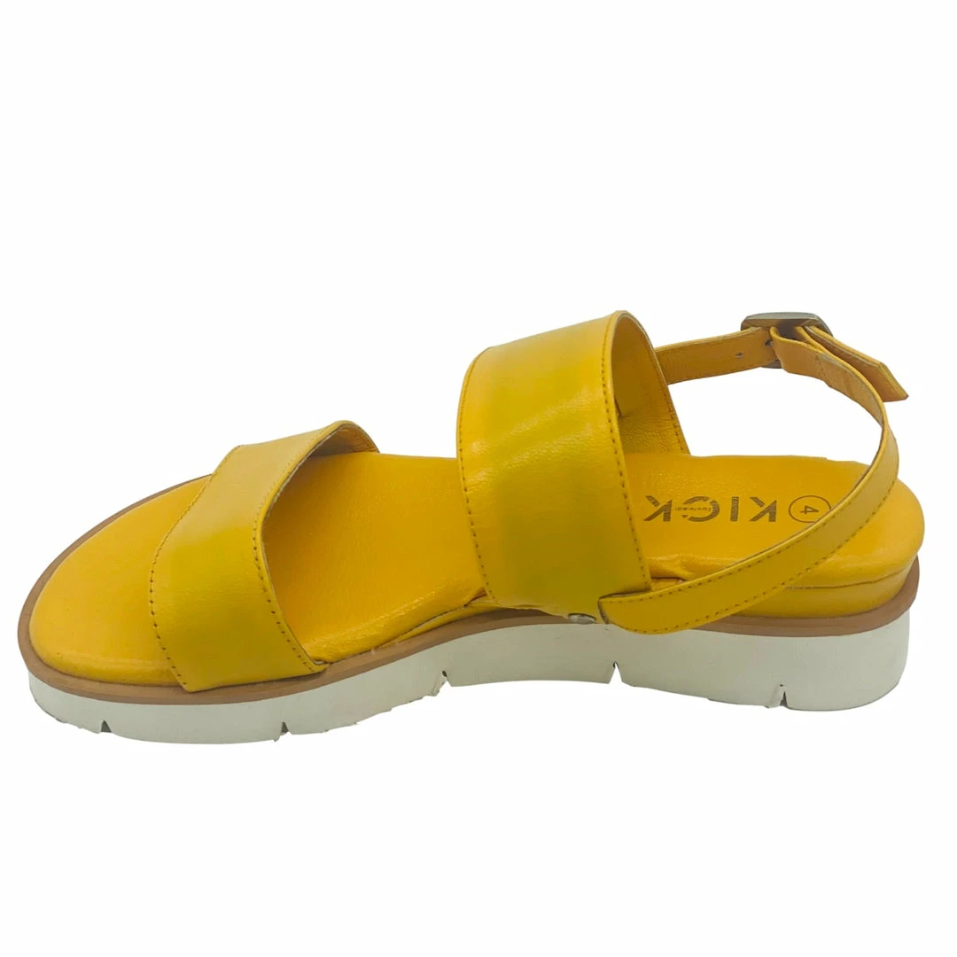 KICK FOOTWEAR Leather Chunky Wide Strap Sandals - Black - Yellow 11 KICK FOOTWEAR Leather Chunky Wide Strap Sandals - Black - Yellow